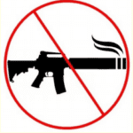 A smoking gun with a canceled symbol