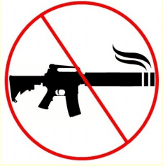 A smoking gun with a canceled symbol