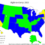 A US map showing where guns are allowed