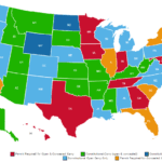 A map of the US detailing gun laws in each state